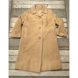 Vintage STROOCK Tan Coat WoolBlend Fits Size Med ILadies Garment Workers Union